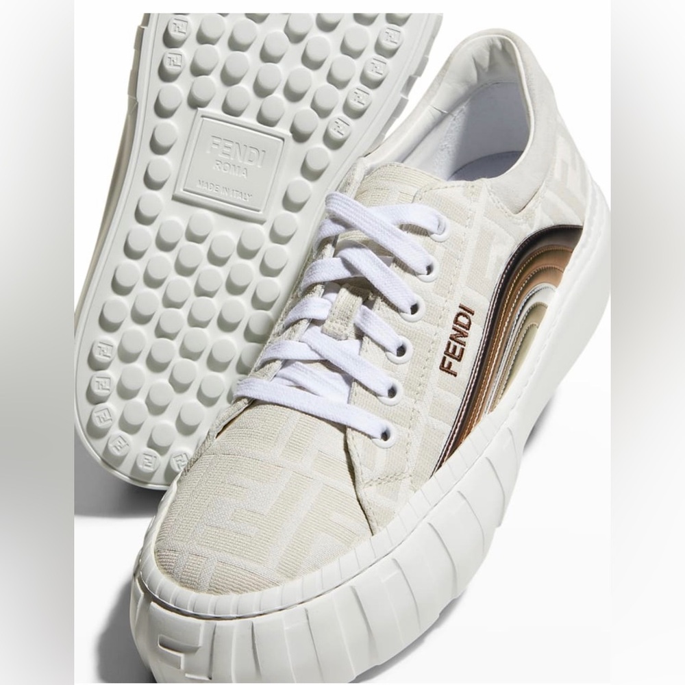 Fendi FF Jacquard Rainbow Low-Top Sneakers 39